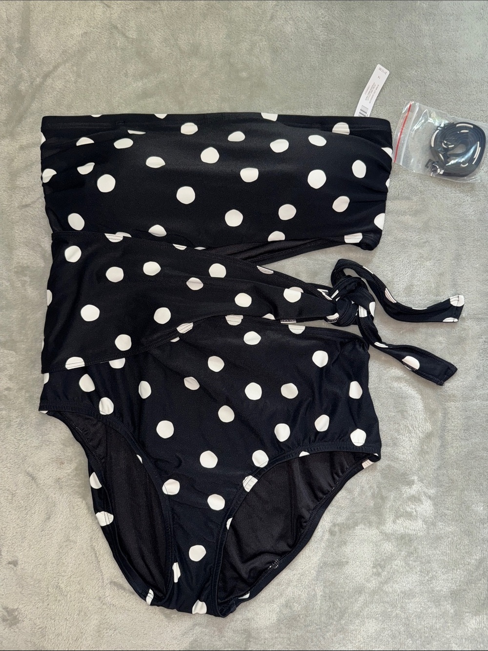 Soma Black with White Polka Dot Strapless Swim Top - Picture 4 of 12